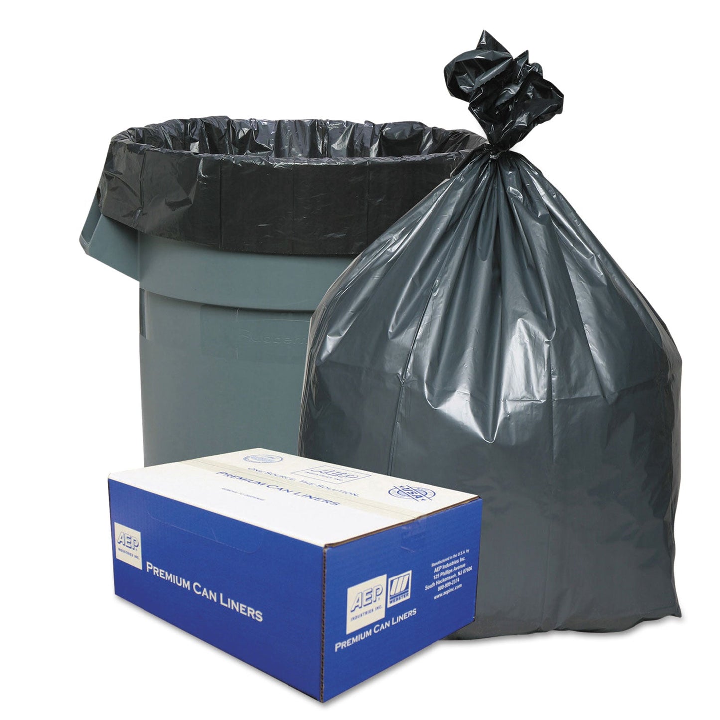 Platinum Plus Can Liners, 60 gal, 1.55 mil, 39" x 56", Gray, 50/Carton